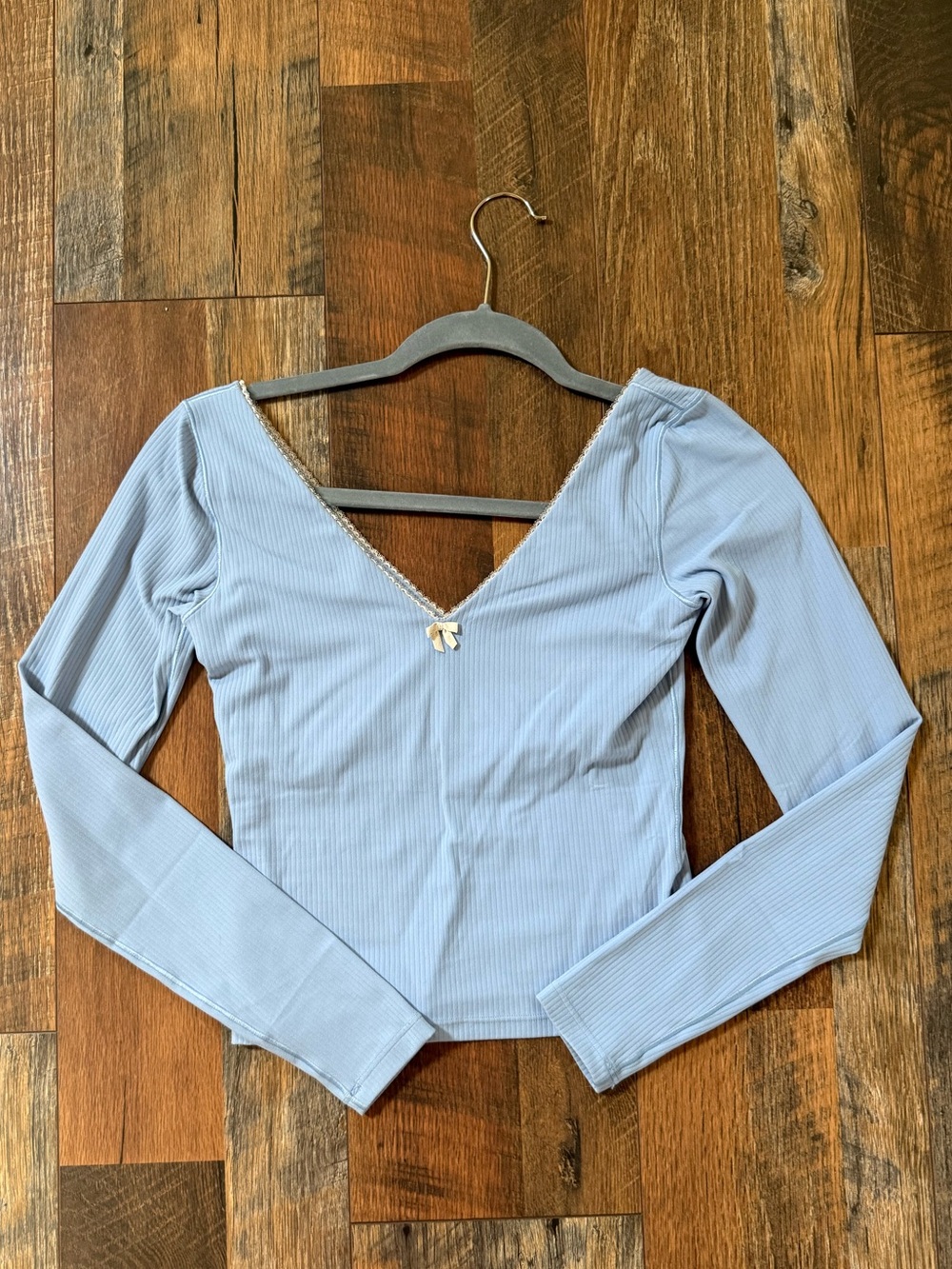 Aerie Ribbed Bow Long Sleeve Top